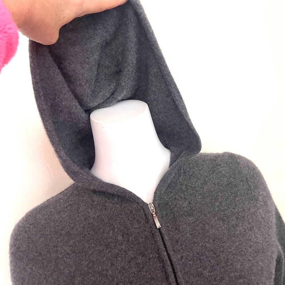 Peck & Peck 2 fly pure cashemere Gray Zip Hoodie - Picture 6 of 11